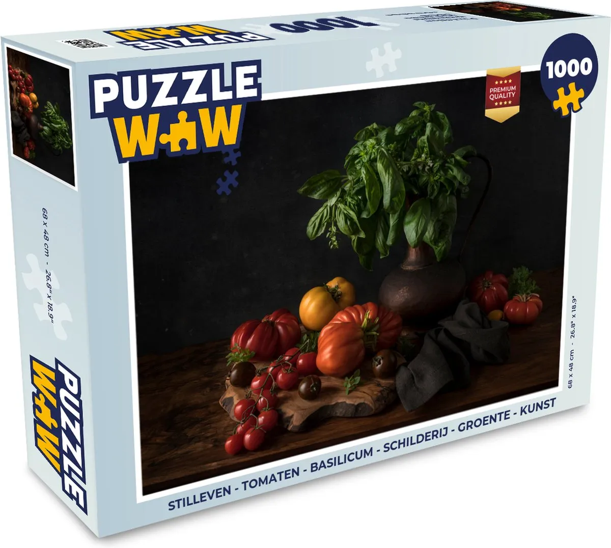PuzzleWow Stilleven Tomaten & Basilicum Legpuzzel 1000 Stuks - Multicolor