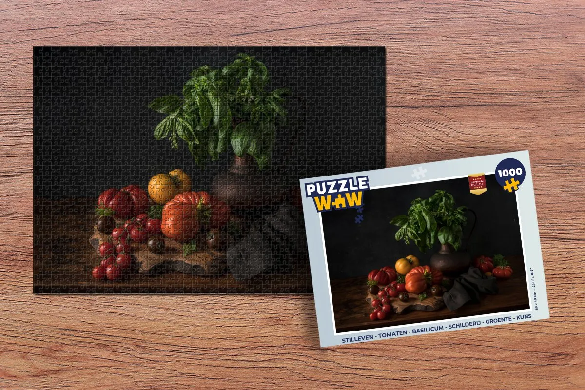 PuzzleWow Stilleven Tomaten & Basilicum Legpuzzel 1000 Stuks - Multicolor