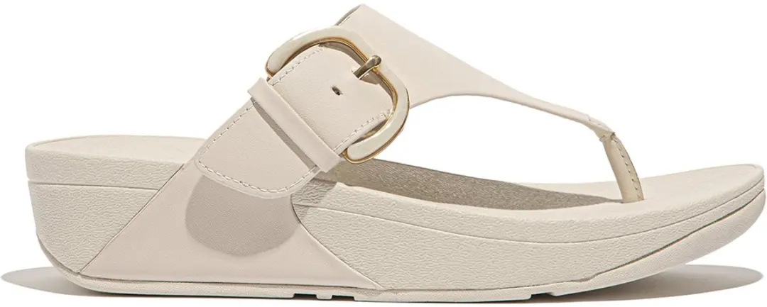 FitFlop Damen Flip Flops Lulu Resin-Buckle Leather Toe-Post Sandals JE9 Paris Be