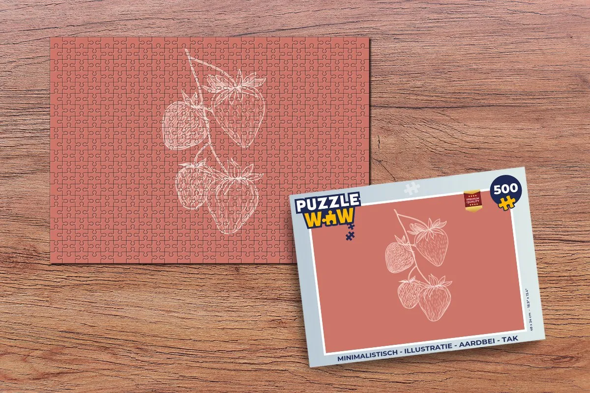 PuzzleWow Minimalistisch Aardbei Tak Legpuzzel 500 Stuks