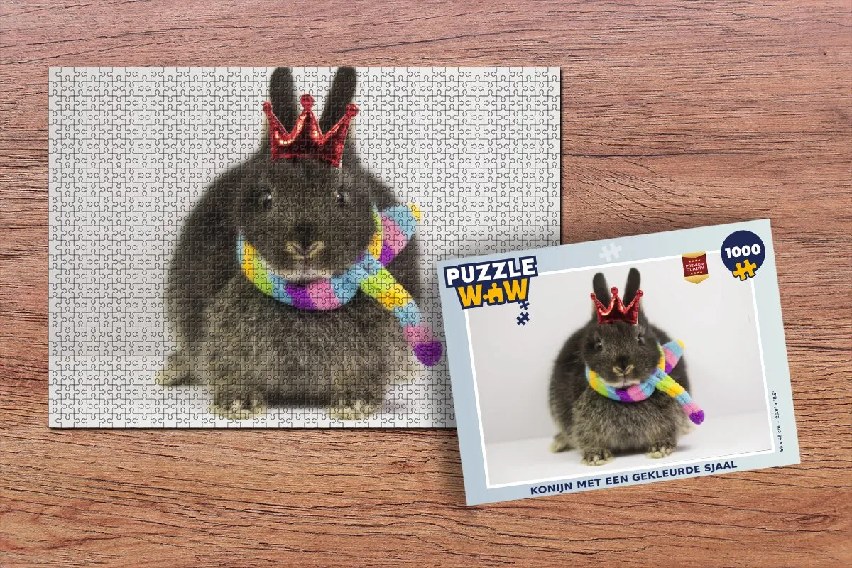 PuzzleWow Konijn Sjaal Wol Legpuzzel 1000 Stuks - Multicolor