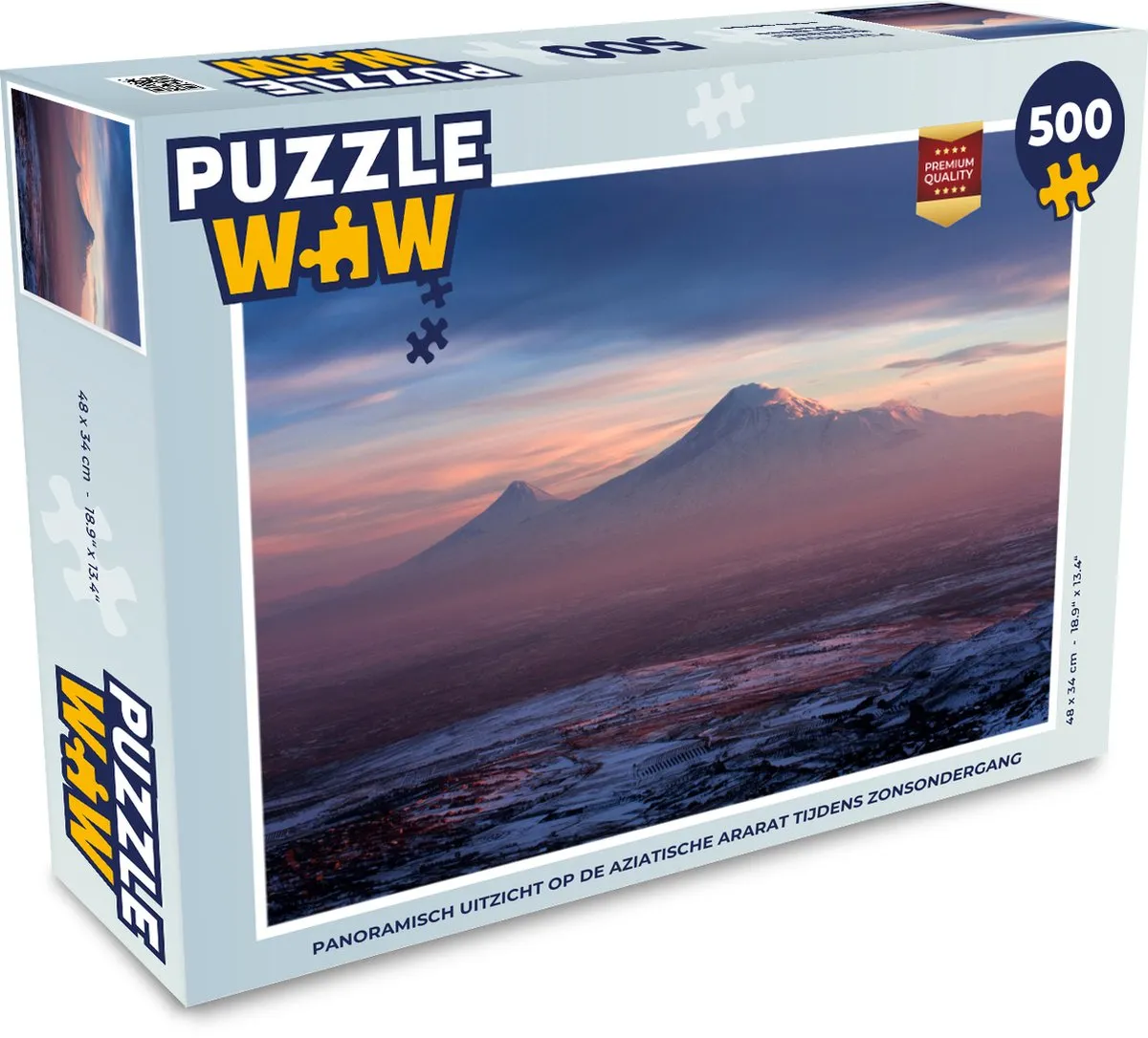 PuzzleWow Panoramisch uitzicht Aziatische Ararat Zonsondergang - Legpuzzel 500 Stuks - Multicolor
