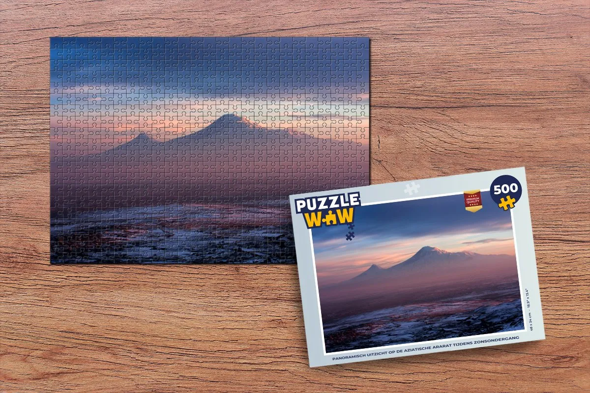 PuzzleWow Panoramisch uitzicht Aziatische Ararat Zonsondergang - Legpuzzel 500 Stuks - Multicolor