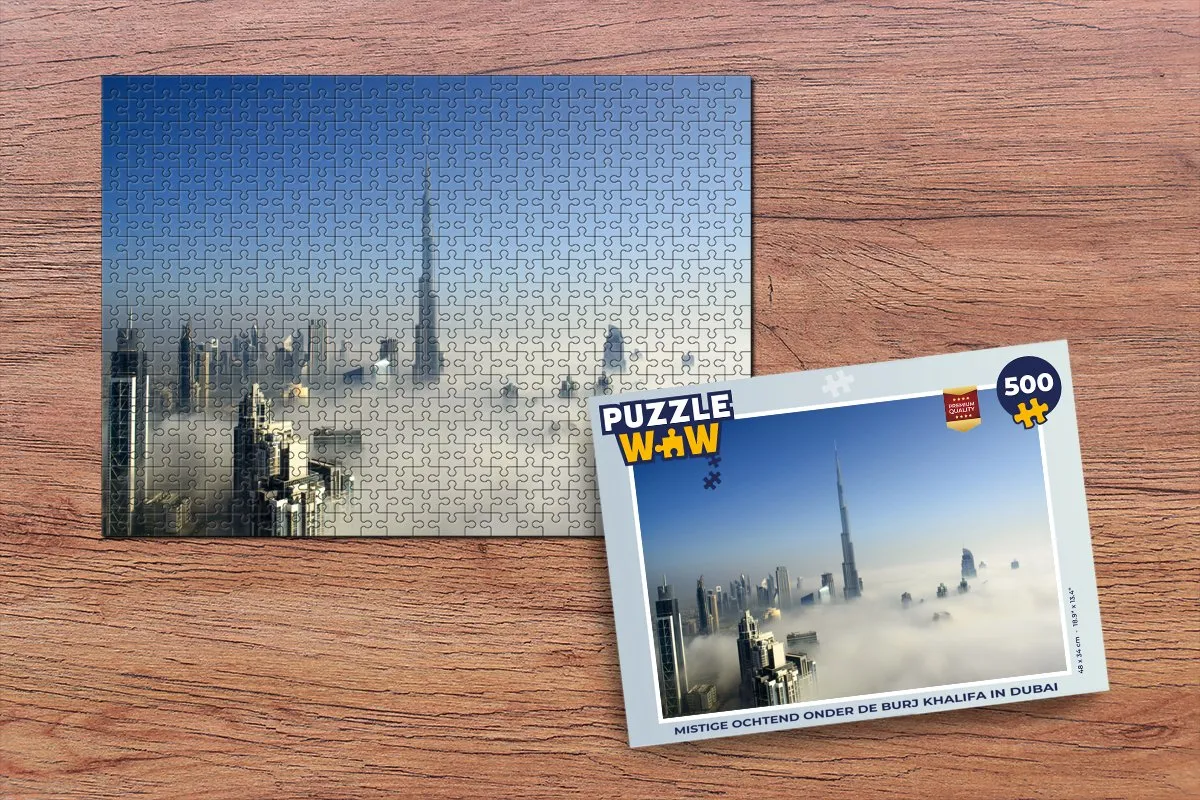 PuzzleWow Legpuzzel Mistige Ochtend Burj Khalifa 500 Stuks - Multicolor