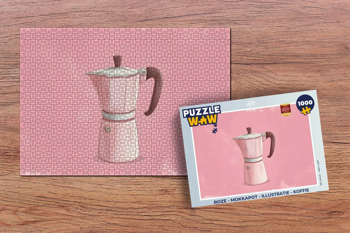 PuzzleWow Mokkapot Legpuzzel 1000 Stuks - Roze