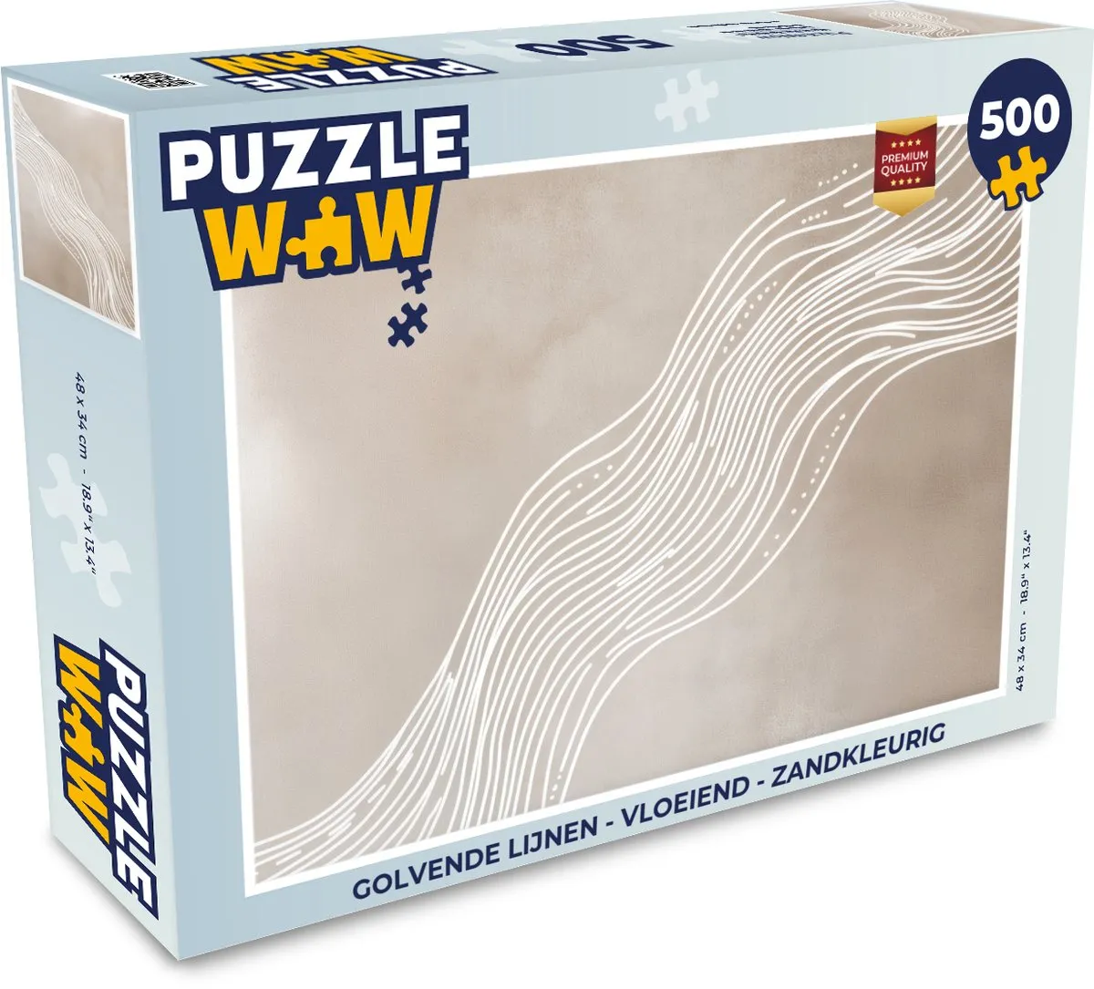 PuzzleWow Golvende Lijnen Legpuzzel 500 Stuks - Zandkleur