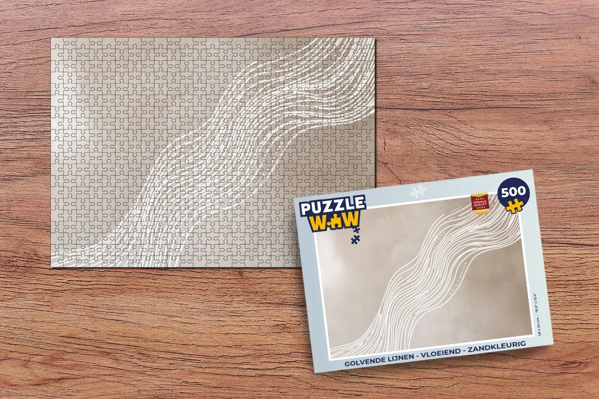PuzzleWow Golvende Lijnen Legpuzzel 500 Stuks - Zandkleur