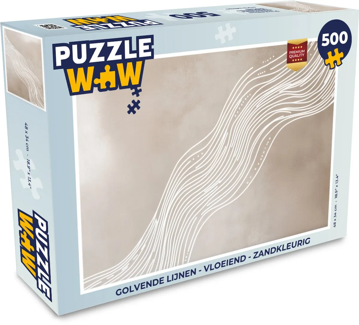 PuzzleWow Golvende Lijnen Legpuzzel 500 Stuks - Zandkleur