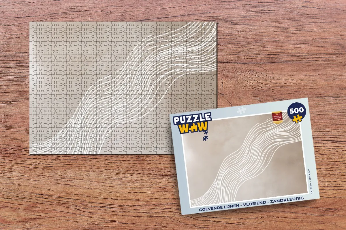 PuzzleWow Golvende Lijnen Legpuzzel 500 Stuks - Zandkleur