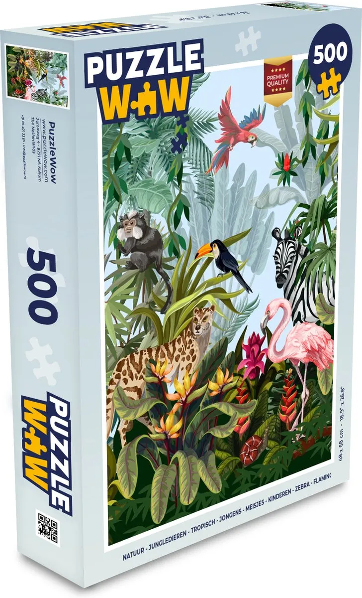 PuzzleWow Jungle Flamingo Legpuzzel 500 Stuks - Multicolor