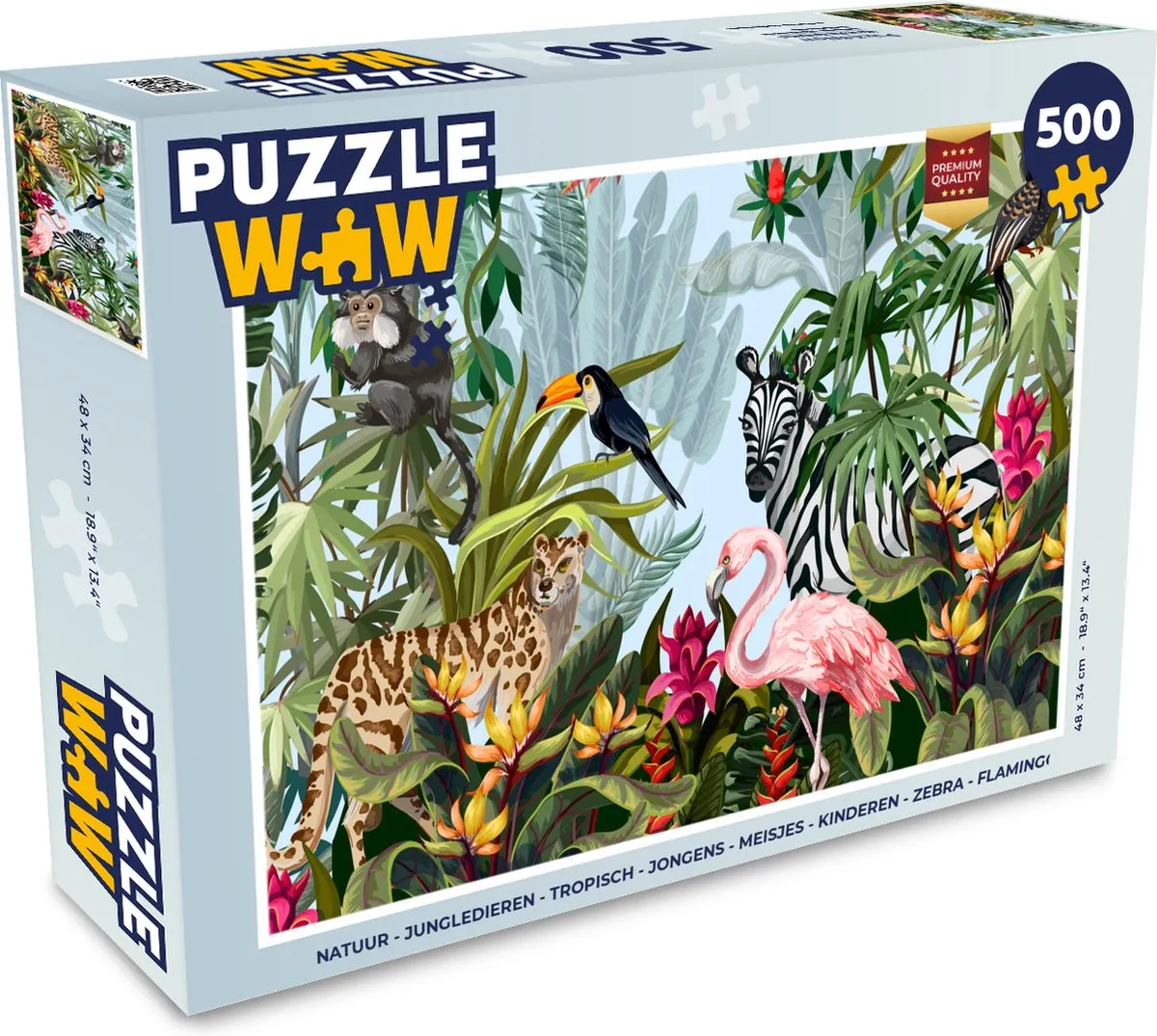 PuzzleWow Jungle Flamingo Legpuzzel 500 Stuks - Multicolor
