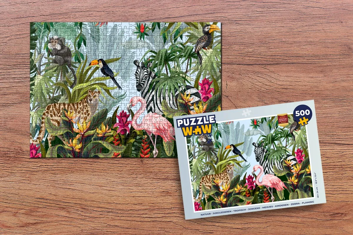 PuzzleWow Jungle Flamingo Legpuzzel 500 Stuks - Multicolor