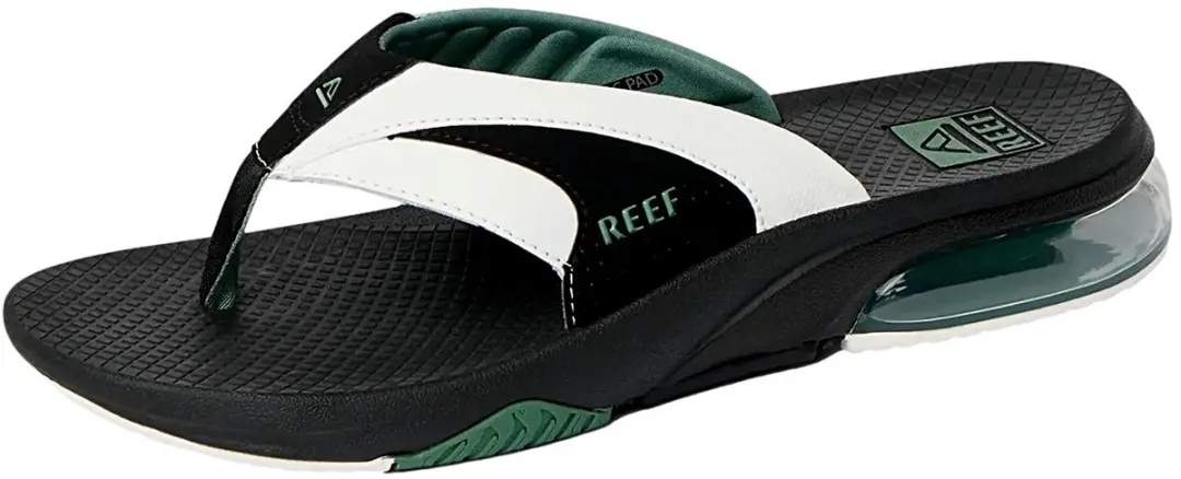 Slipper Reef Men Fanning White/Black/Green-Schoenmaat 44