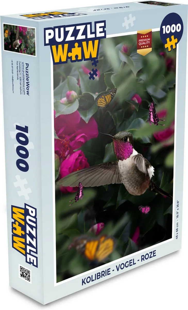PuzzleWow Kolibrie Legpuzzel 1000 Stuks - Multicolor
