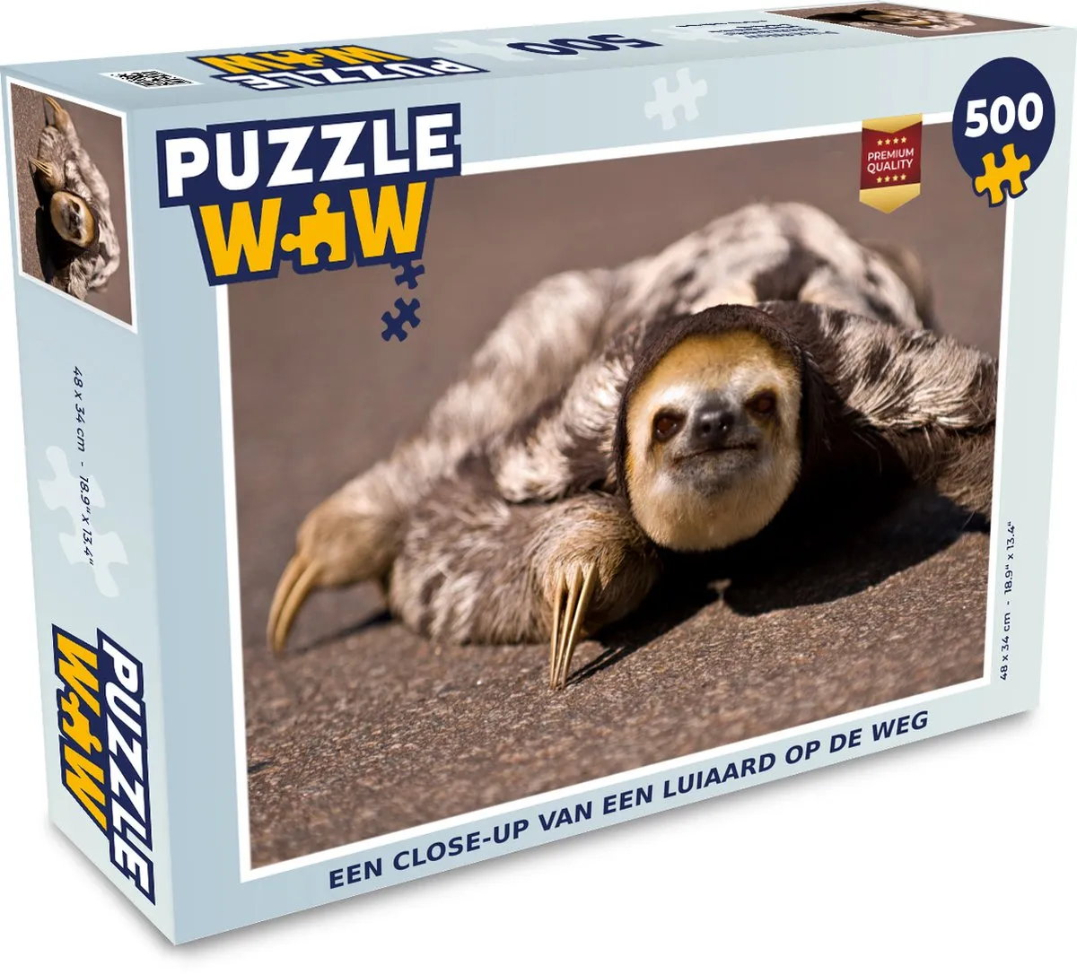 PuzzleWow Legpuzzel Luiaard 500 Stuks - Multicolor