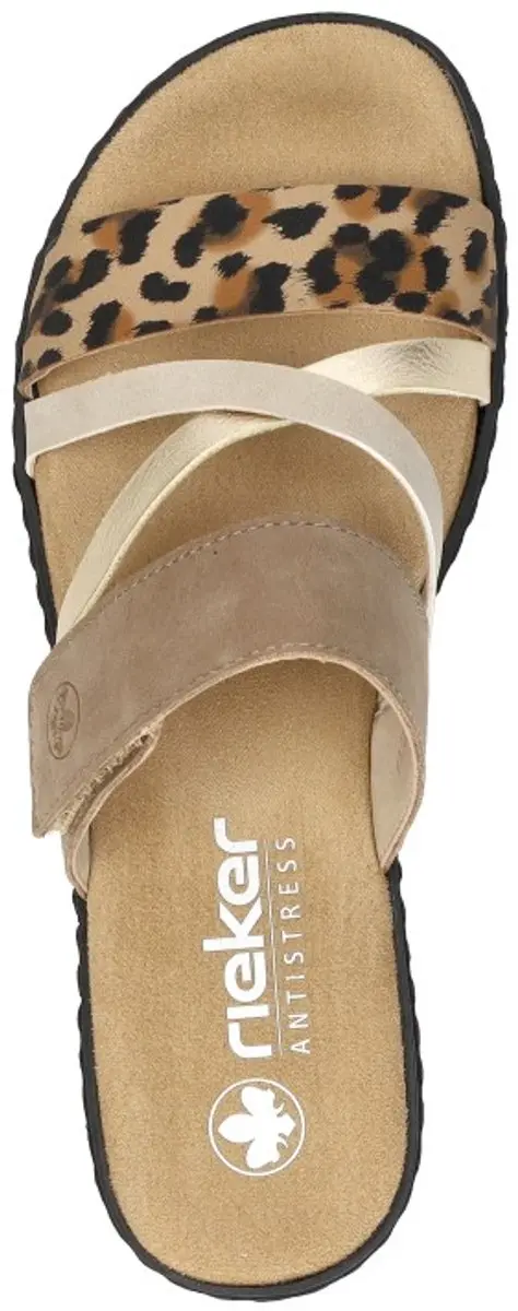 Rieker Slipper V3652-62 Beige Combi Zacht Voetbed