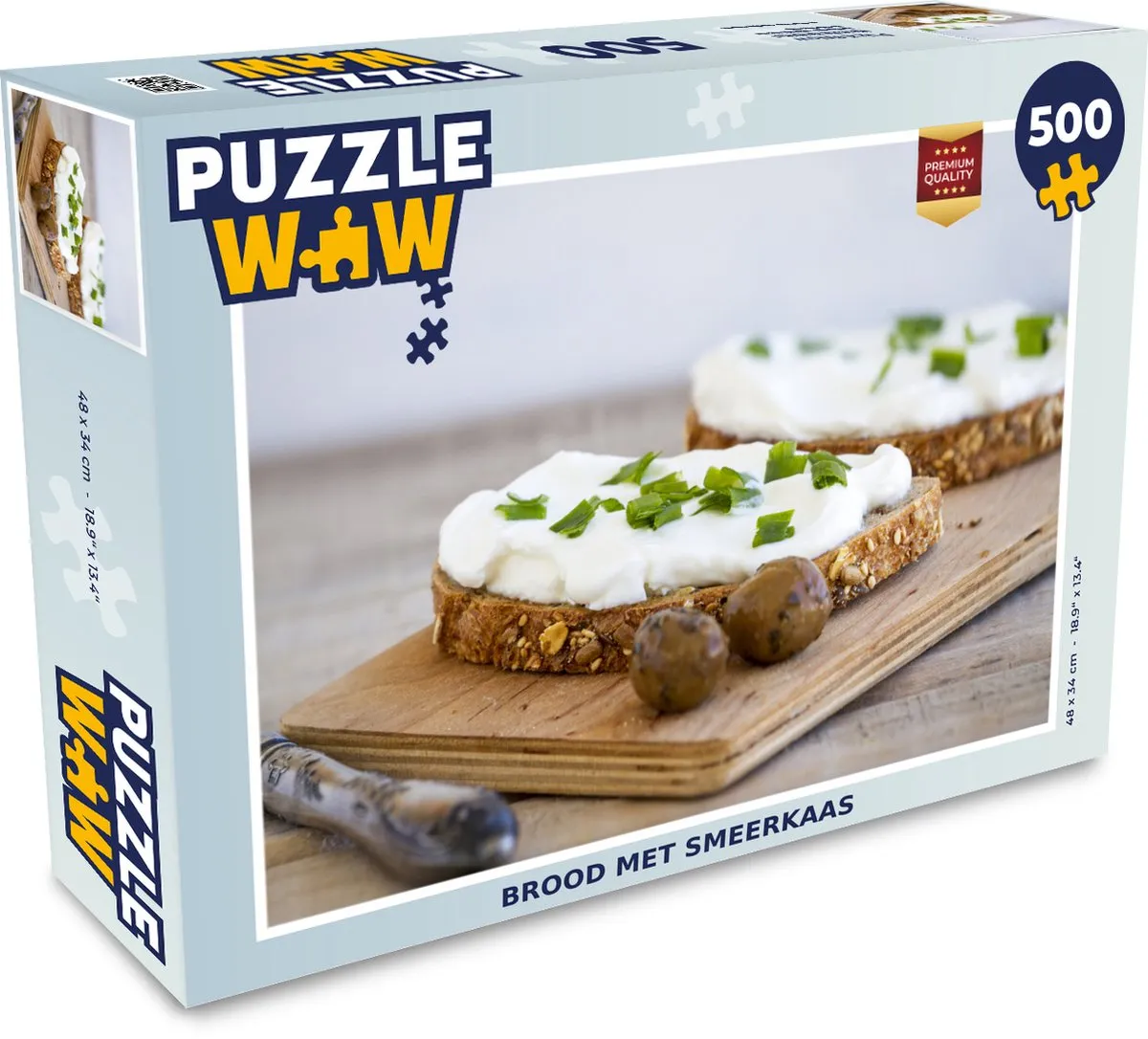 PuzzleWow Brood met smeerkaas Legpuzzel 500 Stuks - Multicolor