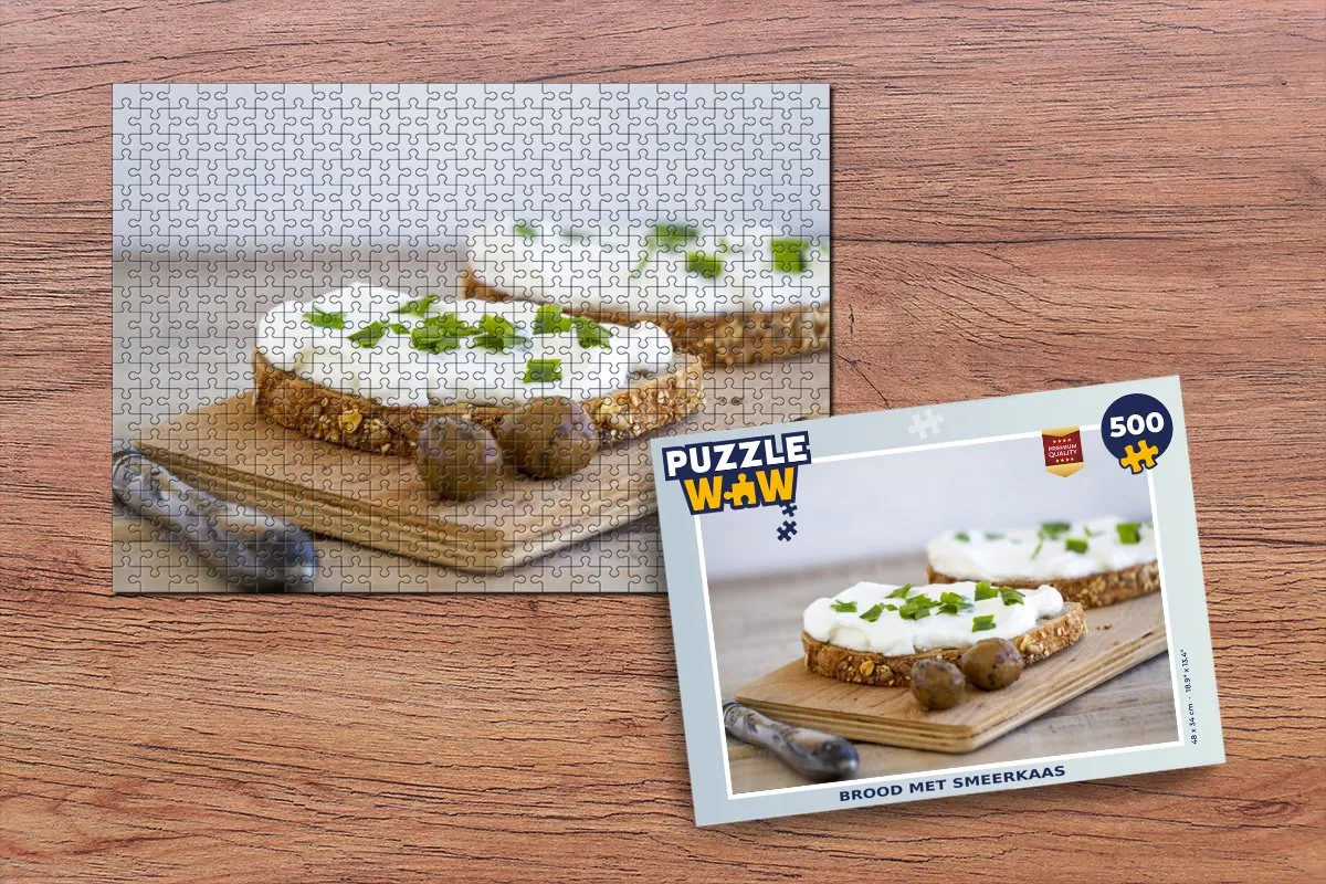 PuzzleWow Brood met smeerkaas Legpuzzel 500 Stuks - Multicolor