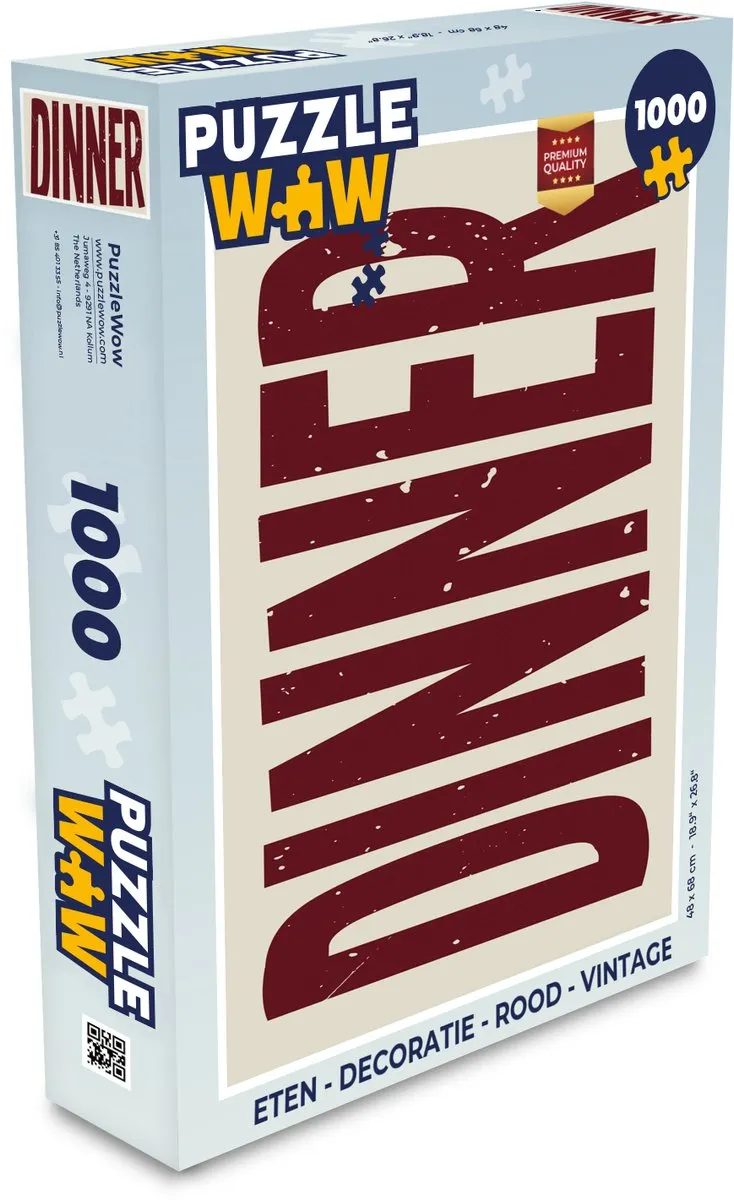 PuzzleWow Legpuzzel 1000 Stuks - Rood Vintage