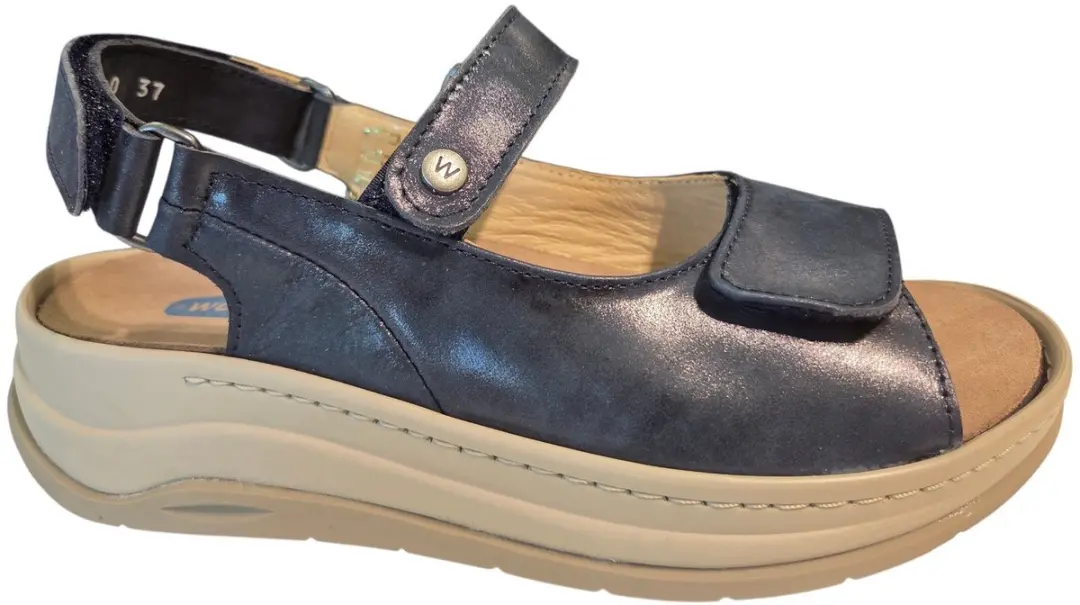 Wolky 0335036 820 Adura Sandalen Blauw Metallic Leer Dames