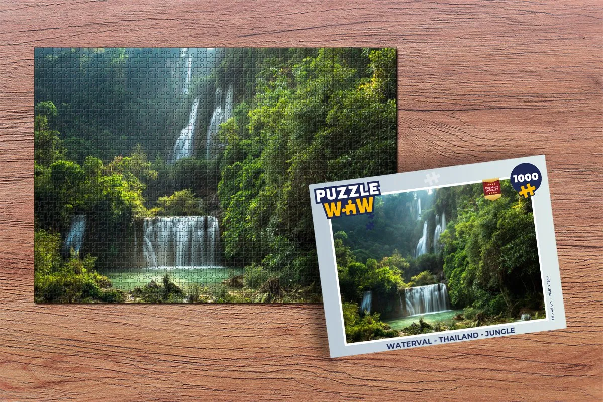PuzzleWow Waterval Thailand Jungle Legpuzzel 1000 Stuks - Multicolor