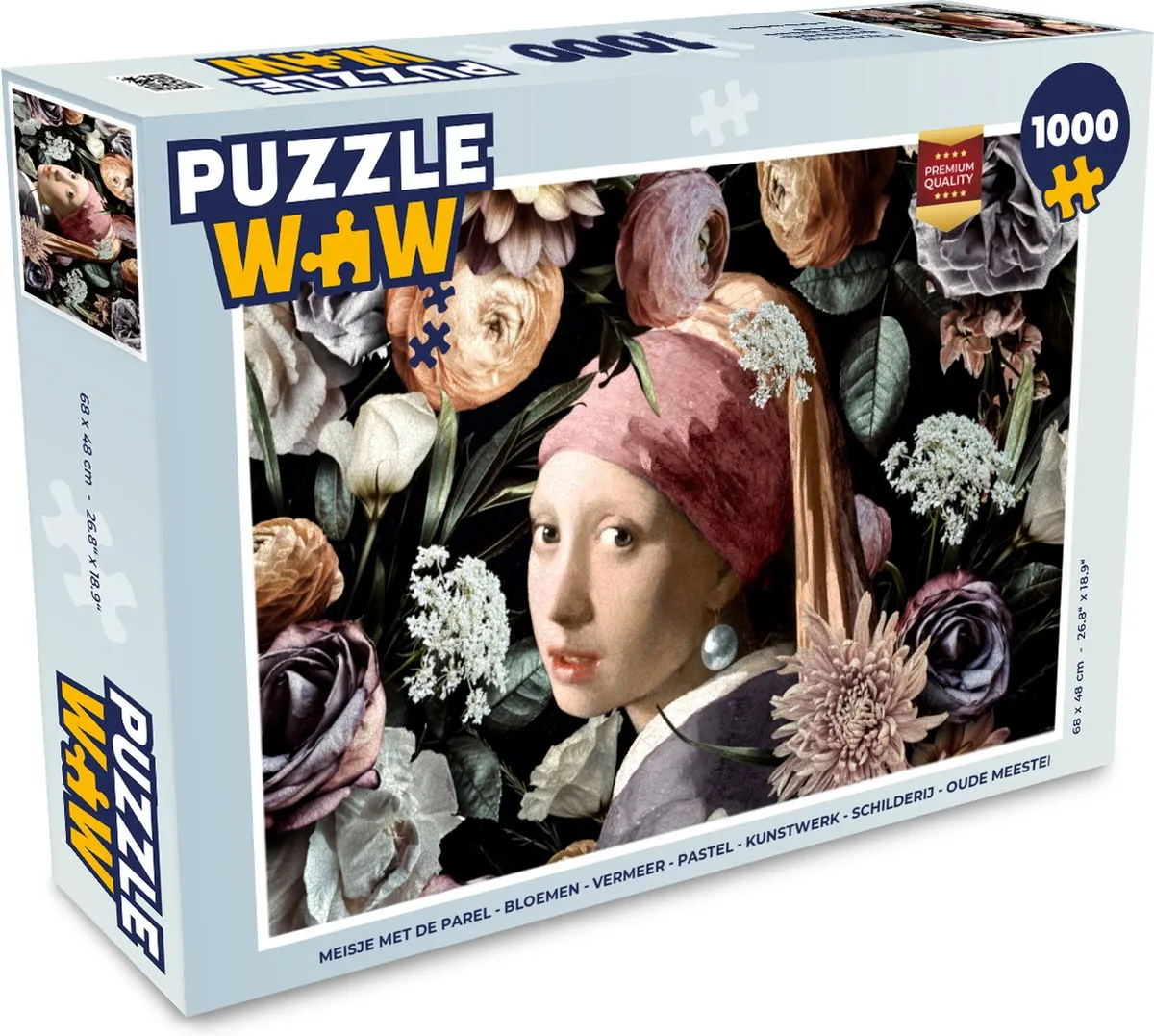 PuzzleWow Vermeer Meisje met de parel Legpuzzel 1000 Stuks - Multicolor