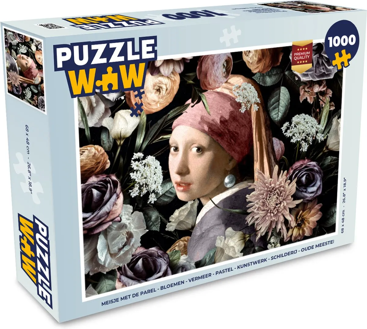 PuzzleWow Vermeer Meisje met de parel Legpuzzel 1000 Stuks - Multicolor