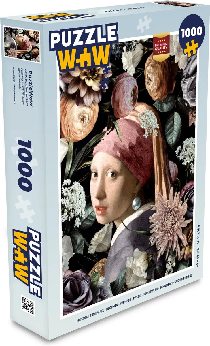 PuzzleWow Vermeer Meisje met de parel Legpuzzel 1000 Stuks - Multicolor