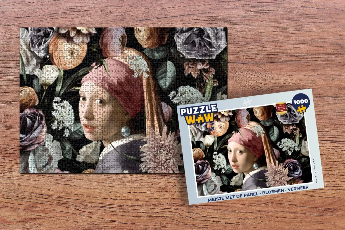 PuzzleWow Vermeer Meisje met de parel Legpuzzel 1000 Stuks - Multicolor