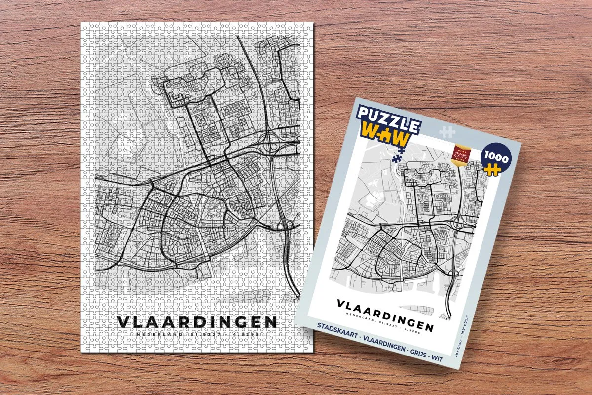 PuzzleWow Stadskaart Vlaardingen Legpuzzel 1000 Stuks - Multicolor