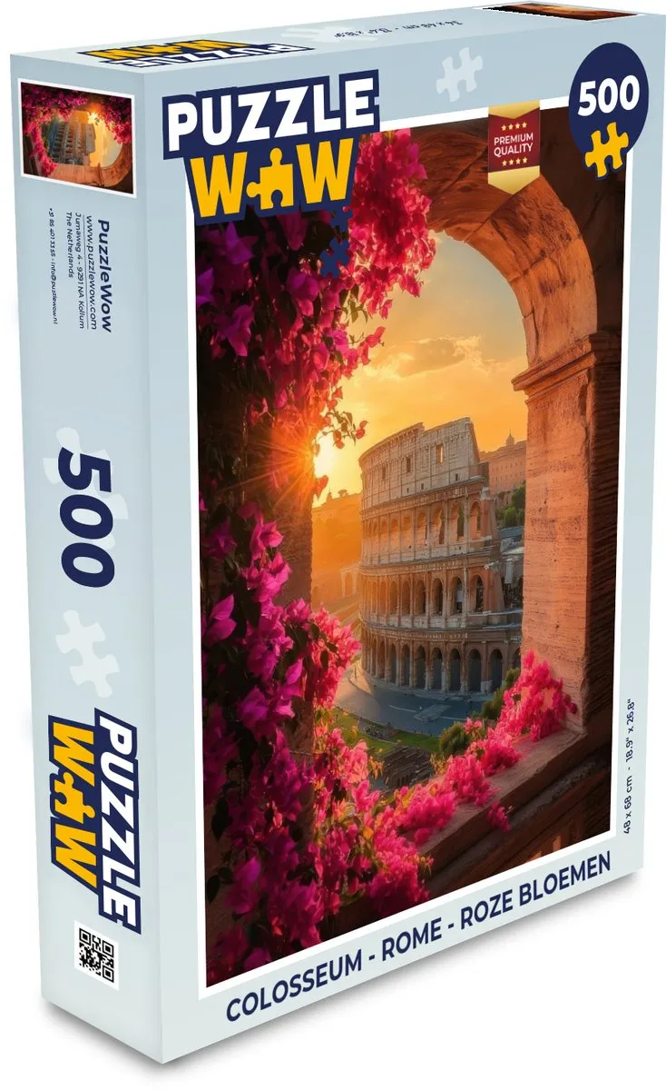 PuzzleWow Colosseum Roze Bloemen Legpuzzel 500 Stuks
