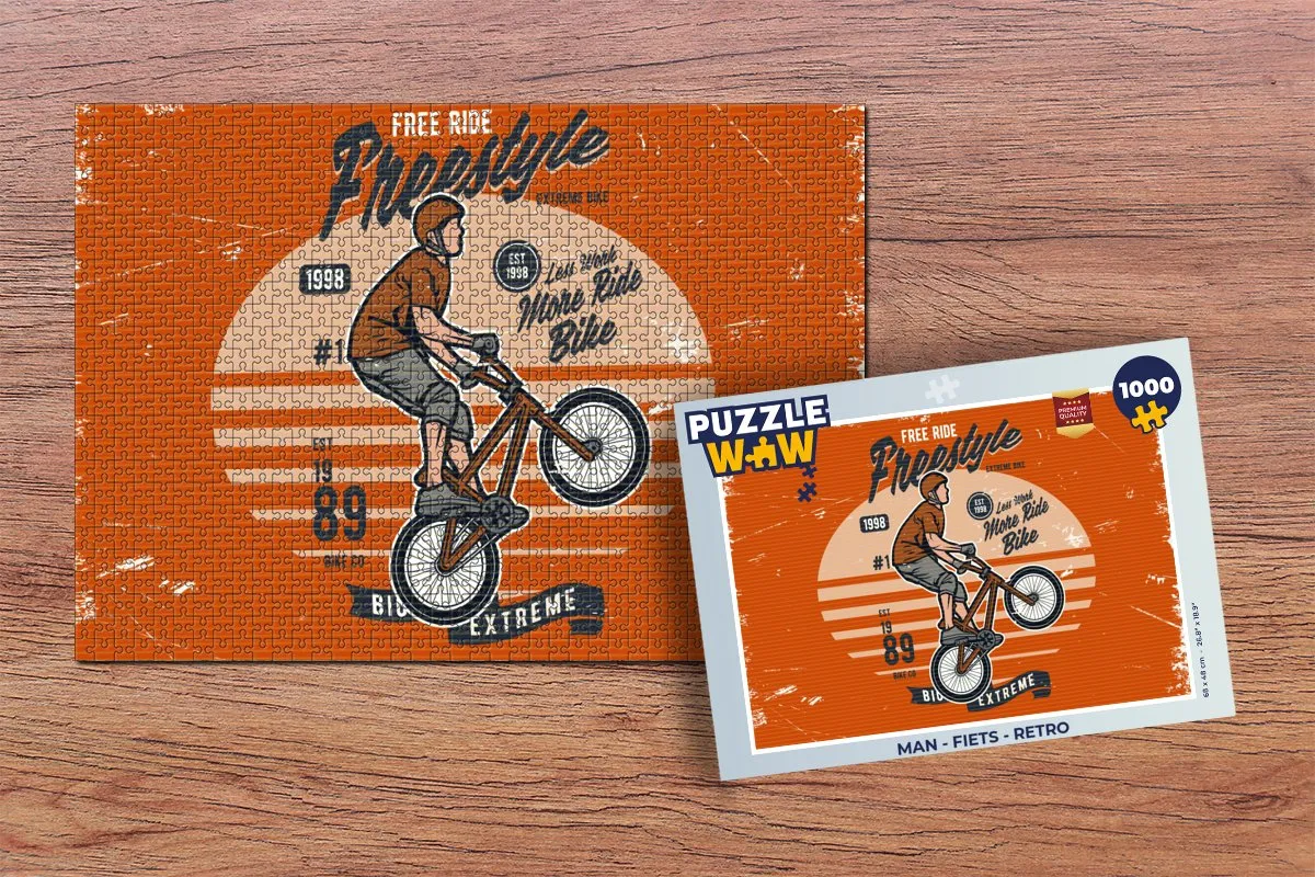 PuzzleWow Retro Fiets Legpuzzel 1000 Stuks - Multicolor