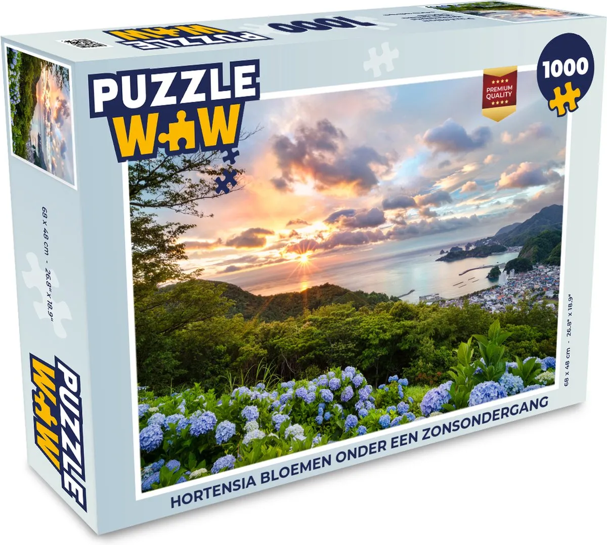PuzzleWow Hortensia Zonsondergang Legpuzzel 1000 Stuks - Multicolor