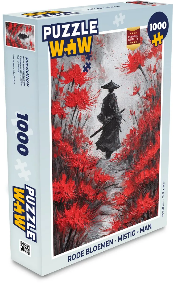 PuzzleWow Legpuzzel Rode Bloemen 1000 Stuks - Mistig
