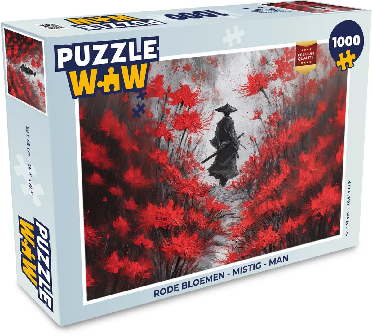PuzzleWow Legpuzzel Rode Bloemen 1000 Stuks - Mistig