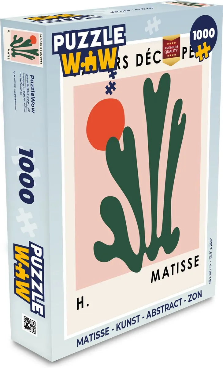 PuzzleWow Matisse Abstract Zon Legpuzzel 1000 Stuks - Multicolor