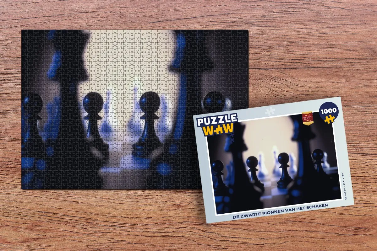 PuzzleWow Legpuzzel De zwarte pionnen van het schaken 1000 Stuks - Multicolor