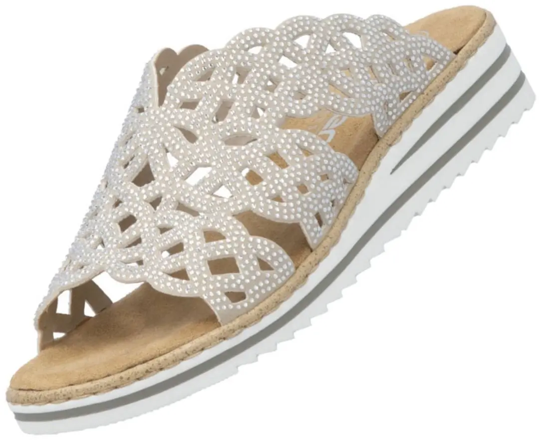 Rieker Slipper Beige Steentjes
