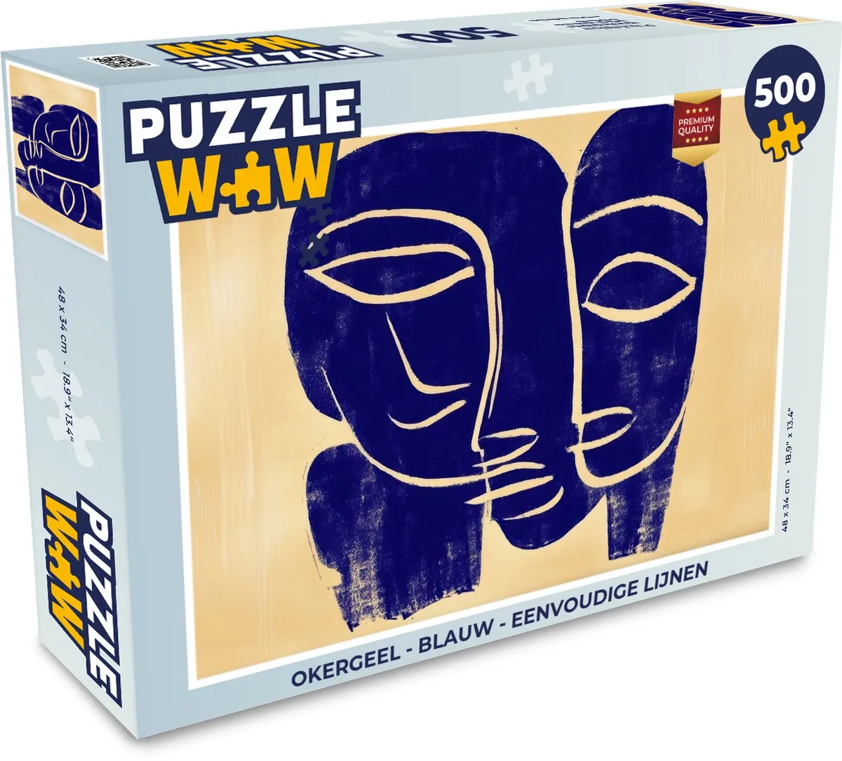 PuzzleWow Legpuzzel 500 Stuks - Okergeel/Blauw