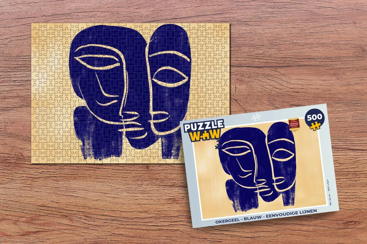PuzzleWow Legpuzzel 500 Stuks - Okergeel/Blauw