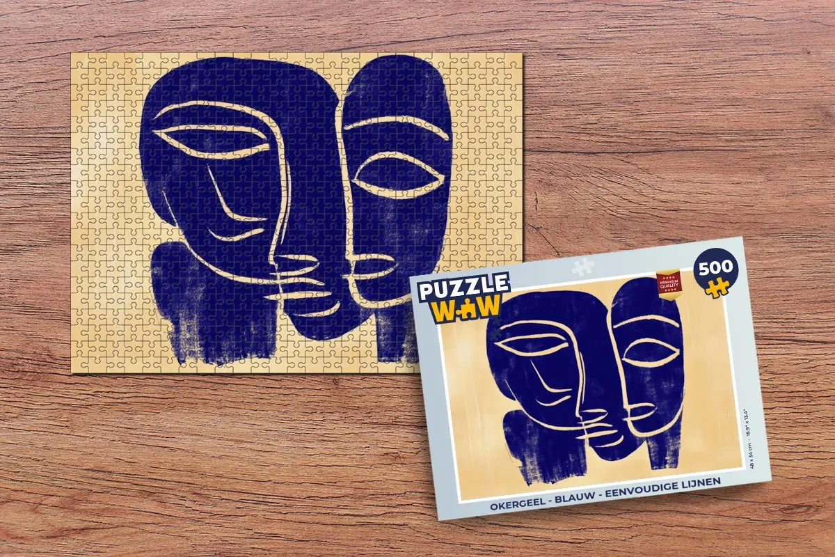 PuzzleWow Legpuzzel 500 Stuks - Okergeel/Blauw