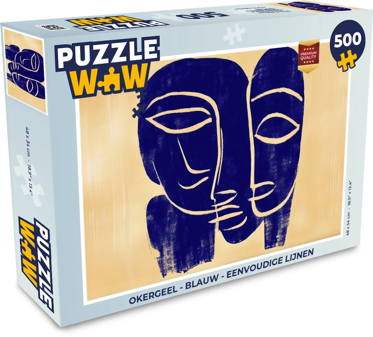 PuzzleWow Legpuzzel 500 Stuks - Okergeel/Blauw