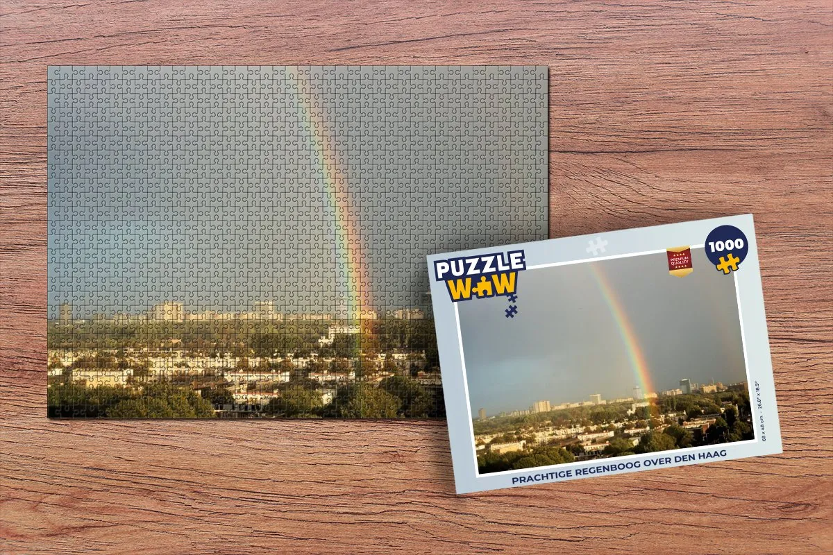 PuzzleWow Den Haag Regenboog Skyline Legpuzzel 1000 Stuks - Multicolor