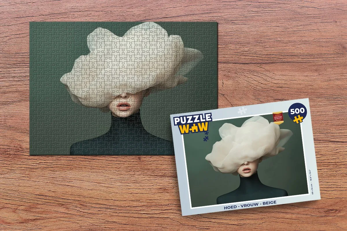 PuzzleWow Puzzel Hoed Vrouw Legpuzzel 500 Stuks - Beige