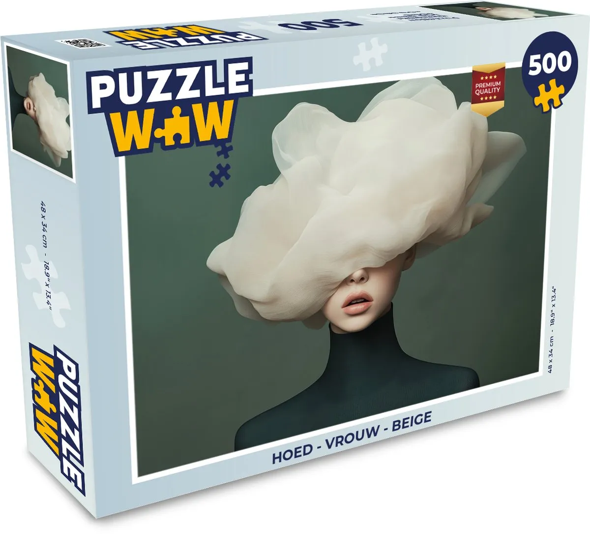 PuzzleWow Puzzel Hoed Vrouw Legpuzzel 500 Stuks - Beige
