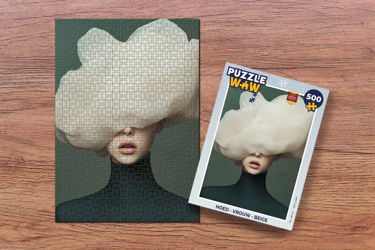PuzzleWow Puzzel Hoed Vrouw Legpuzzel 500 Stuks - Beige