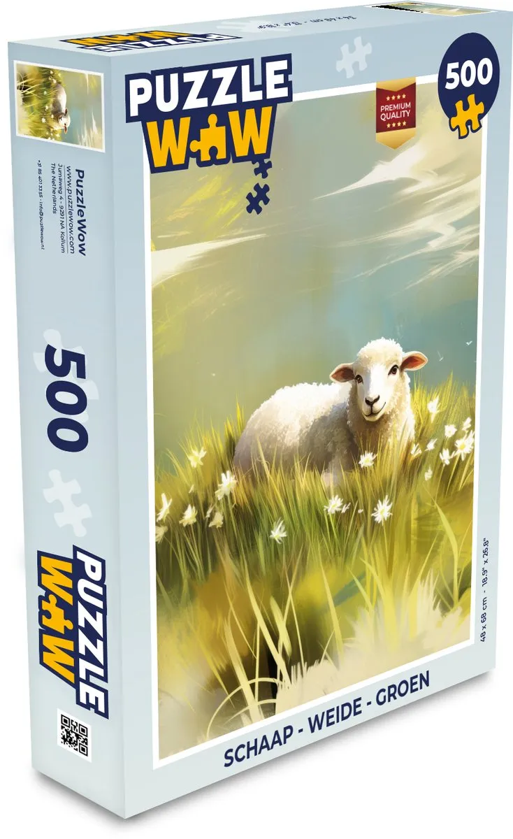 PuzzleWow Schaap Weide Legpuzzel 500 Stuks - Groen