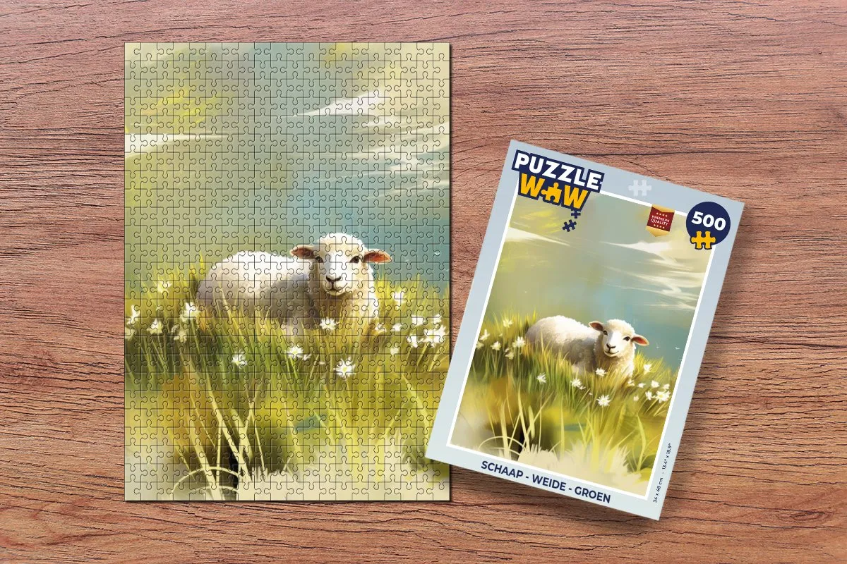 PuzzleWow Schaap Weide Legpuzzel 500 Stuks - Groen