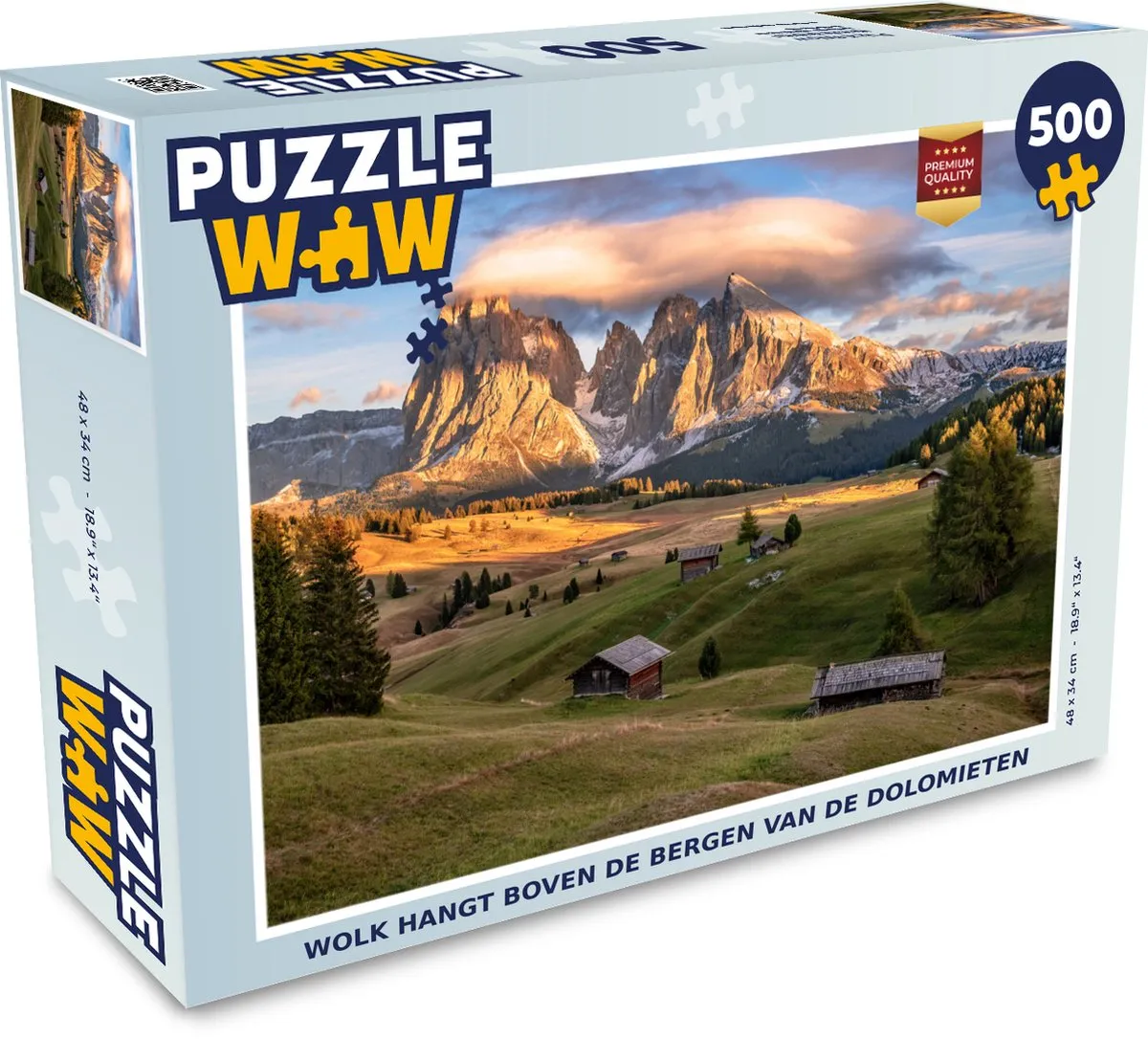 PuzzleWow Wolk boven Dolomieten Legpuzzel 500 Stuks - Multicolor