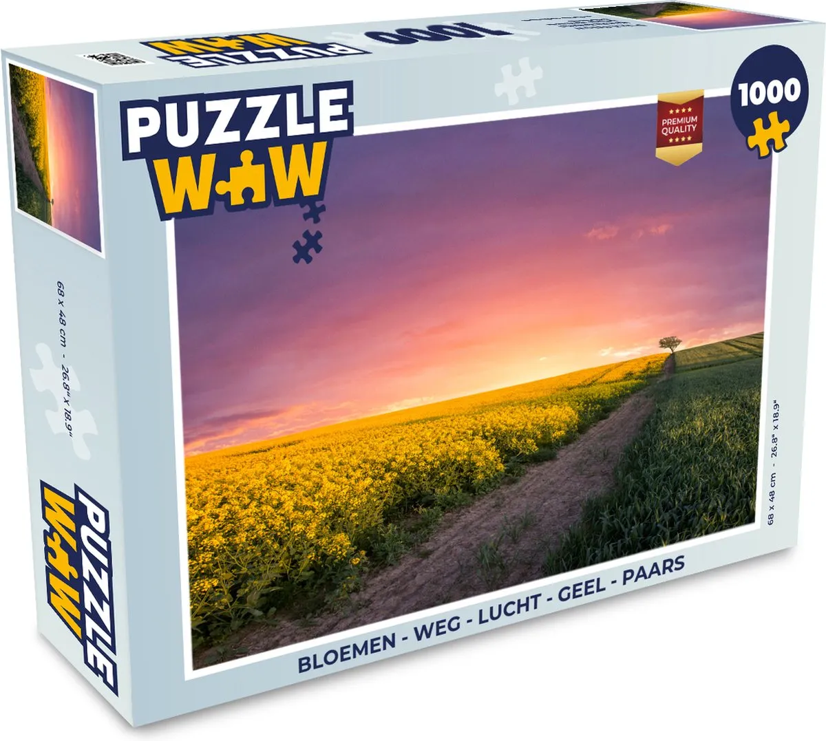 PuzzleWow Bloemen Weg Lucht Geel Paars Zonsondergang Legpuzzel 1000 Stuks - Multicolor